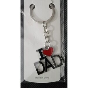 Mint I Heart DAD Keychain Silver Tone Metal‎ Red Heart Fathers Day Gift New